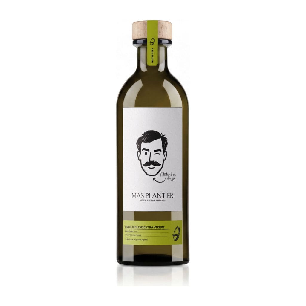 Bouteille d'huile d'olive extra vierge Mas Plantier Fruité Vert 75 cL